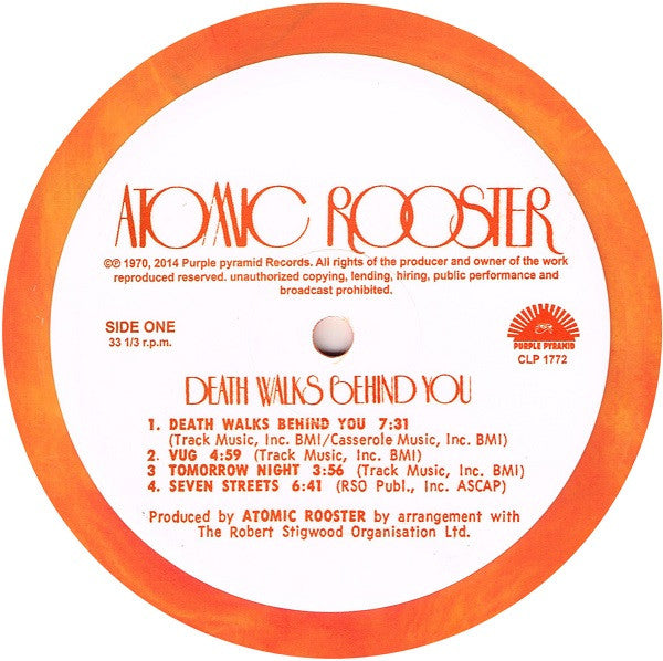 Atomic Rooster : Death Walks Behind You (LP, Album, Ltd, Num, RE, Ora)