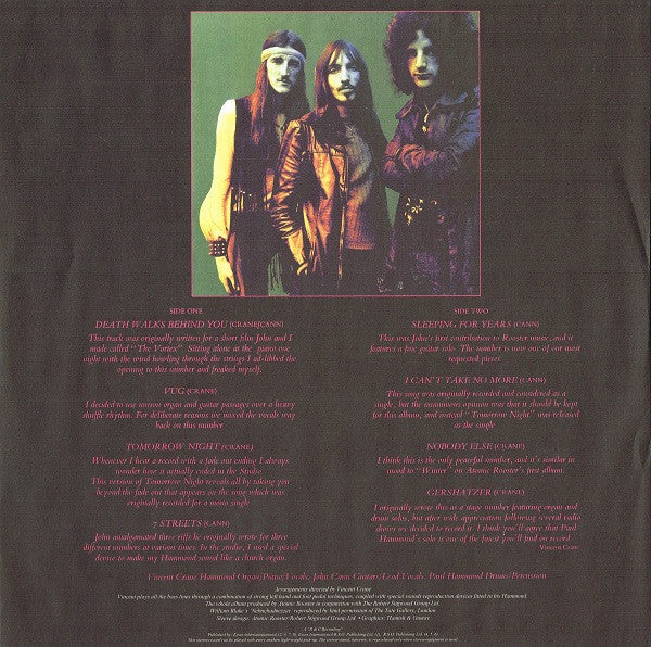 Atomic Rooster : Death Walks Behind You (LP, Album, Ltd, Num, RE, Ora)