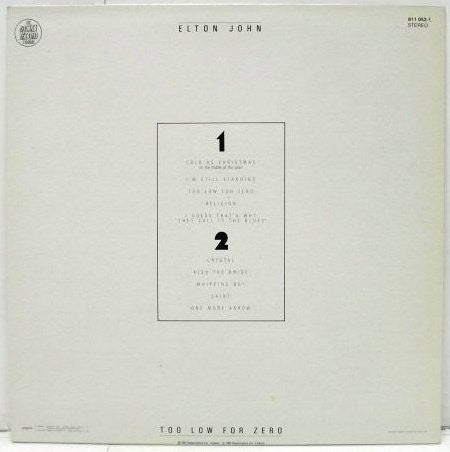 Elton John : Too Low For Zero (LP, Album)