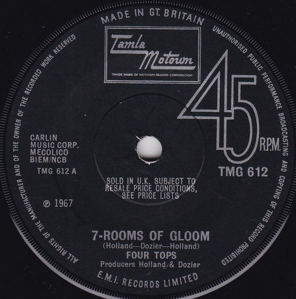 Four Tops : 7-Rooms Of Gloom (7", Sol)