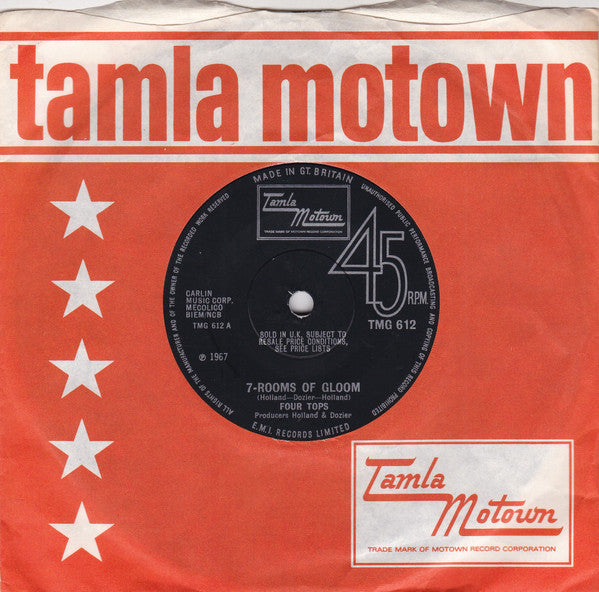 Four Tops : 7-Rooms Of Gloom (7", Sol)