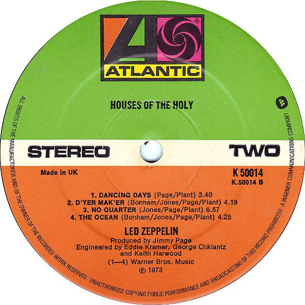 Led Zeppelin : Houses Of The Holy (LP, Album, RE)