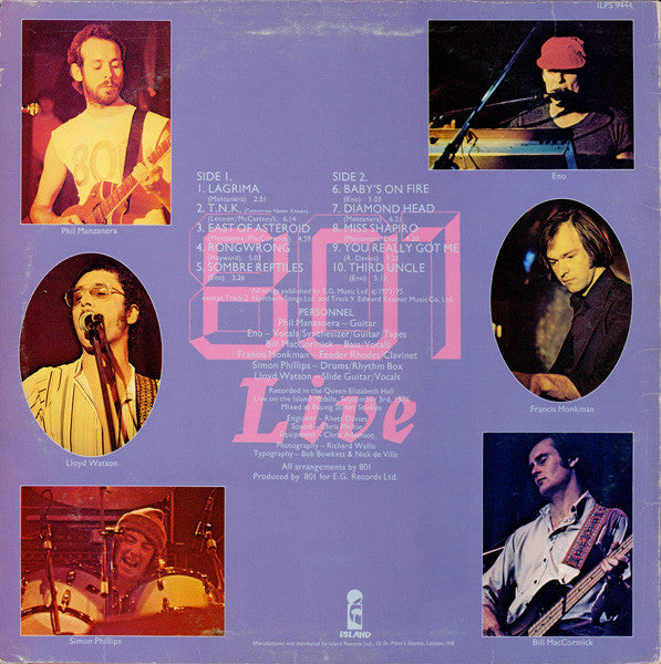 801 : 801 Live (LP, Album)