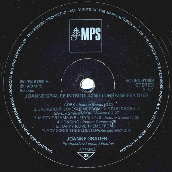 Joanne Grauer Introducing  Lorraine Feather : Joanne Grauer Introducing Lorraine Feather (LP, Album)