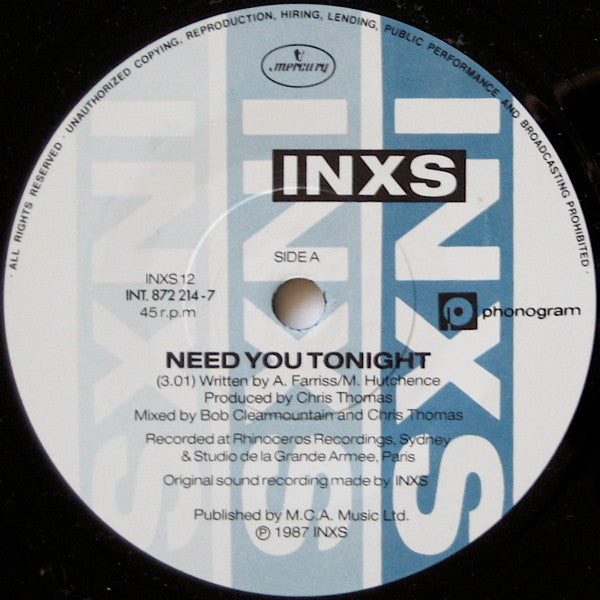 INXS : Need You Tonight (7", Single, Pap)