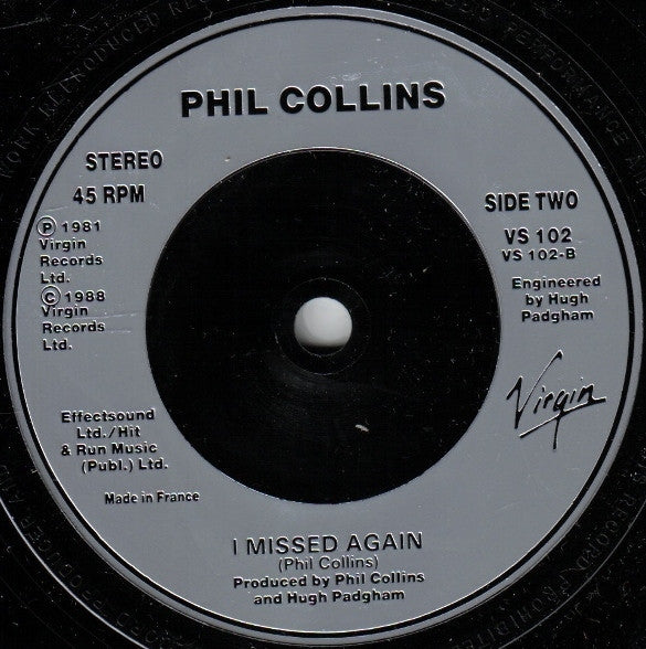 Phil Collins : In The Air Tonight ('88 Remix) (7", Single, Sil)