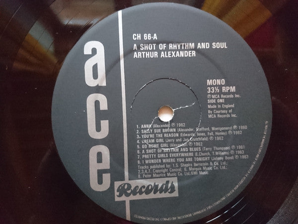 Arthur Alexander : A Shot Of Rhythm And Soul (LP, Comp, RP, Bla)