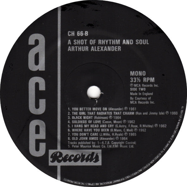 Arthur Alexander : A Shot Of Rhythm And Soul (LP, Comp, RP, Bla)