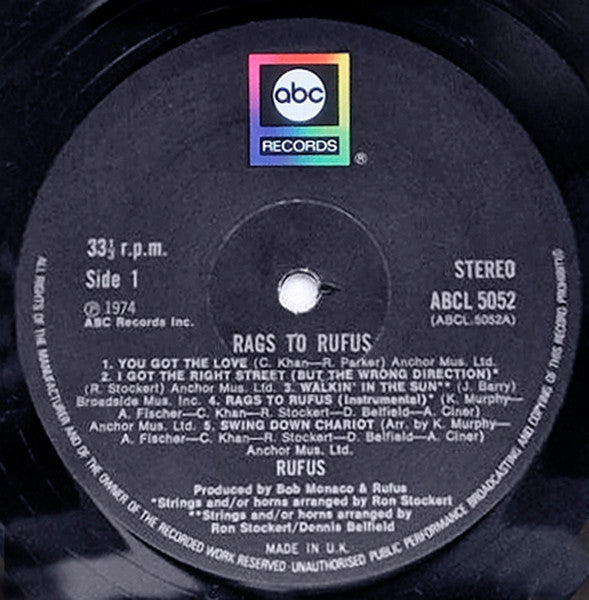 Rufus Featuring Chaka Khan : Rags To Rufus (LP, Album)