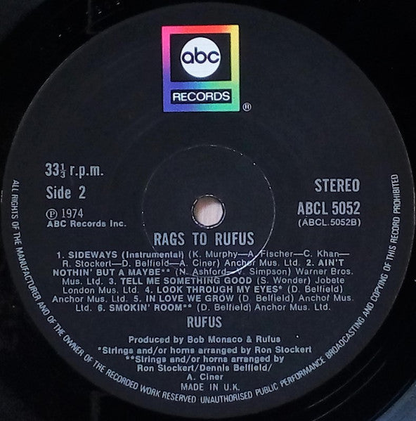 Rufus Featuring Chaka Khan : Rags To Rufus (LP, Album)