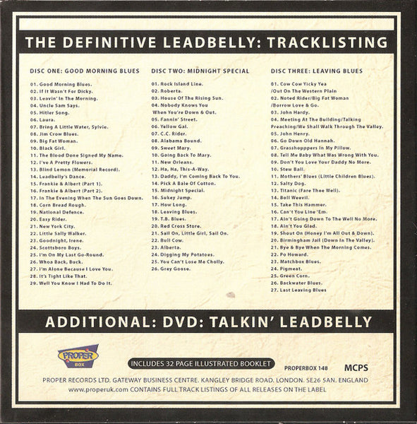 Leadbelly : The Definitive Leadbelly (3xCD, Comp + DVD + Box)