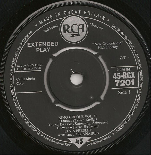 Elvis Presley with The Jordanaires : King Creole Vol.2 (7", EP, RE)