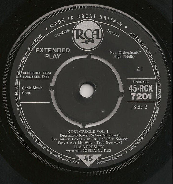 Elvis Presley with The Jordanaires : King Creole Vol.2 (7", EP, RE)