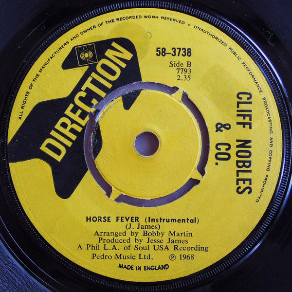 Cliff Nobles  /  Cliff Nobles & Co.* : Judge Baby, I'm Back / Horse Fever  (7", Single, Pus)