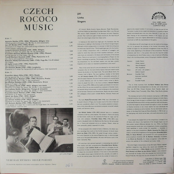 Linha Singers : Czech Rococo Music (Sung In Jazz Rhythm) (LP, Album, Mono, RP)