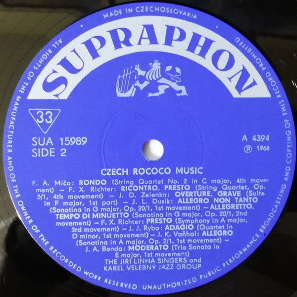 Linha Singers : Czech Rococo Music (Sung In Jazz Rhythm) (LP, Album, Mono, RP)