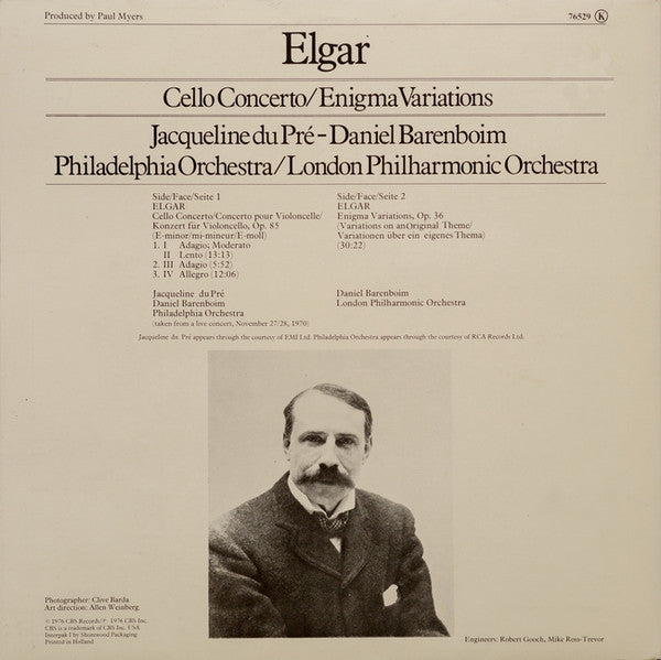 Elgar*, Jacqueline Du Pré, Daniel Barenboim, Philadelphia Orchestra*, London Philharmonic Orchestra : Cello Concerto, Op. 85 / Enigma" Variations (LP)