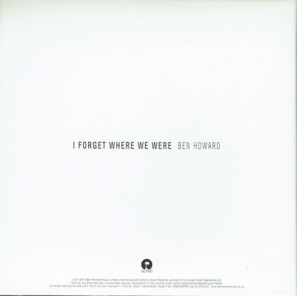 Ben Howard (2) : I Forget Where We Were (CD, Album, Gat)