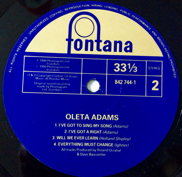Oleta Adams : Circle Of One (LP, Album)