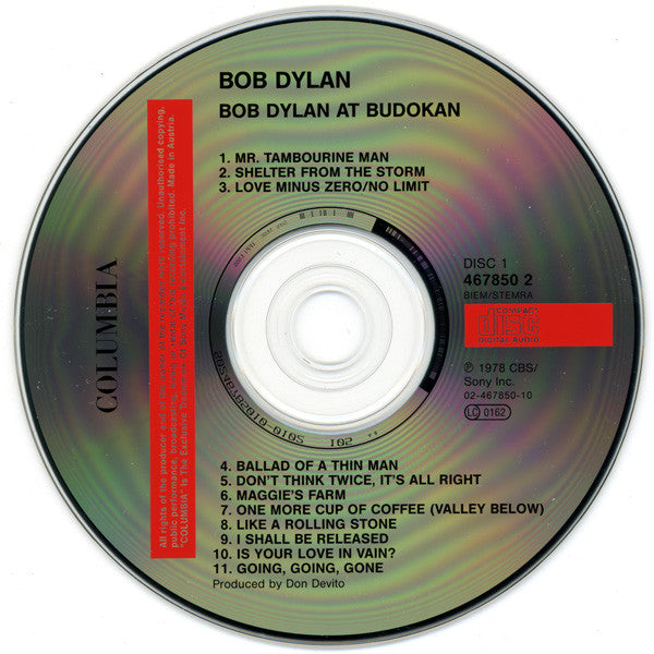 Bob Dylan : Bob Dylan At Budokan (2xCD, Album, RE)