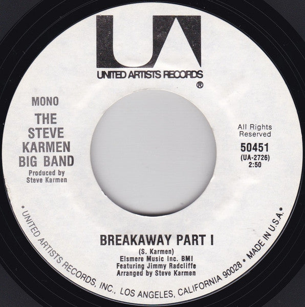 The Steve Karmen Big Band Featuring Jimmy Radcliffe : Breakaway (7", Single, Mono, RE)