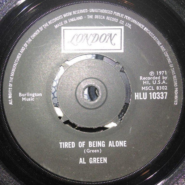 Al Green : Tired Of Being Alone (7", Single)