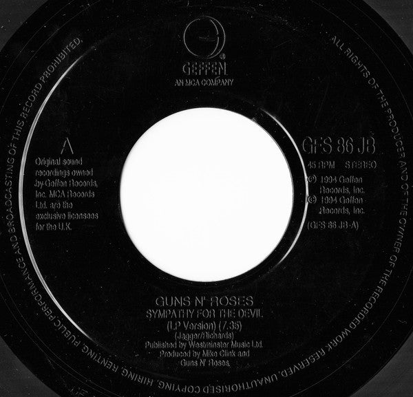 Guns N' Roses : Sympathy For The Devil (7", Single, Jukebox)