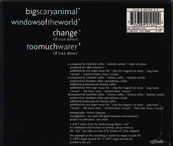 Belinda Carlisle : Big Scary Animal (CD, Maxi)