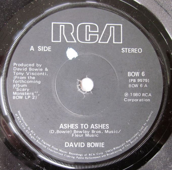 David Bowie : Ashes To Ashes (7", Single, Sol)