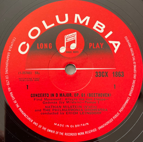Ludwig van Beethoven, Milstein*, Leinsdorf* : Violin Concerto (LP, Mono)