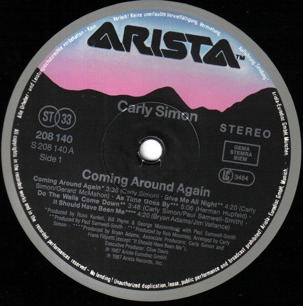 Carly* : Coming Around Again (LP, Album)