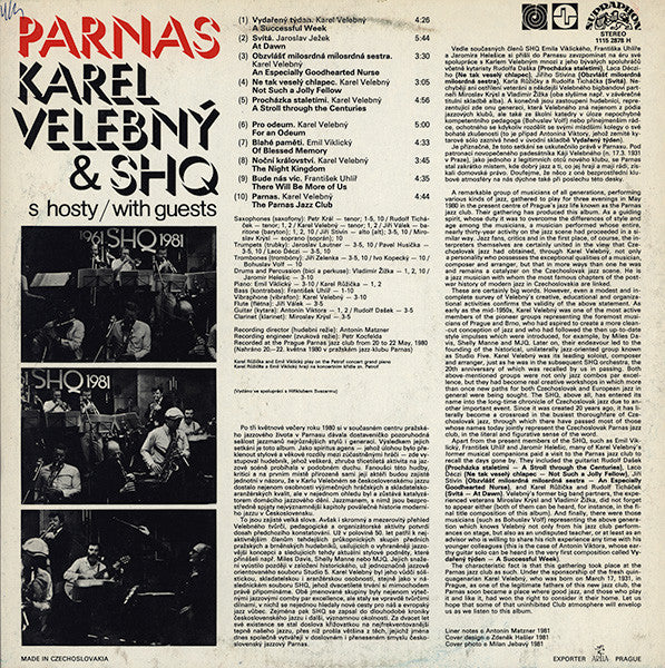 Karel Velebný & SHQ : Parnas (LP, Album, RP)