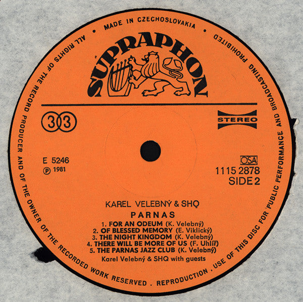 Karel Velebný & SHQ : Parnas (LP, Album, RP)