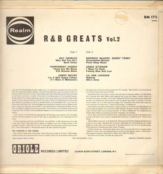 Various : Ray Charles In R&B Greats Vol.2 (LP, Comp, Mono)