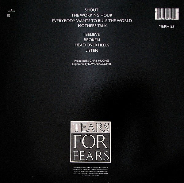 Tears For Fears : Songs From The Big Chair (LP, Album, PRS)
