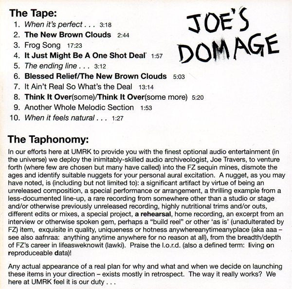 Frank Zappa : Joe's Domage (CD, Album)