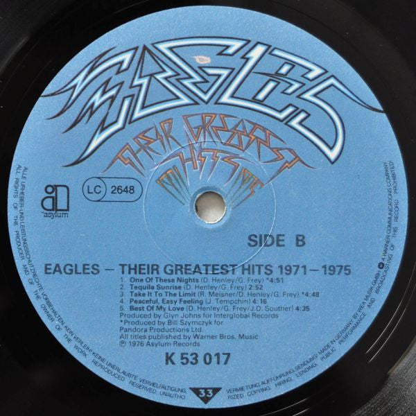 Eagles : Their Greatest Hits 1971-1975 (LP, Album, Comp, RE, Emb)