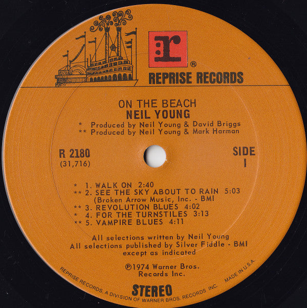 Neil Young : On The Beach (LP, Album, San)
