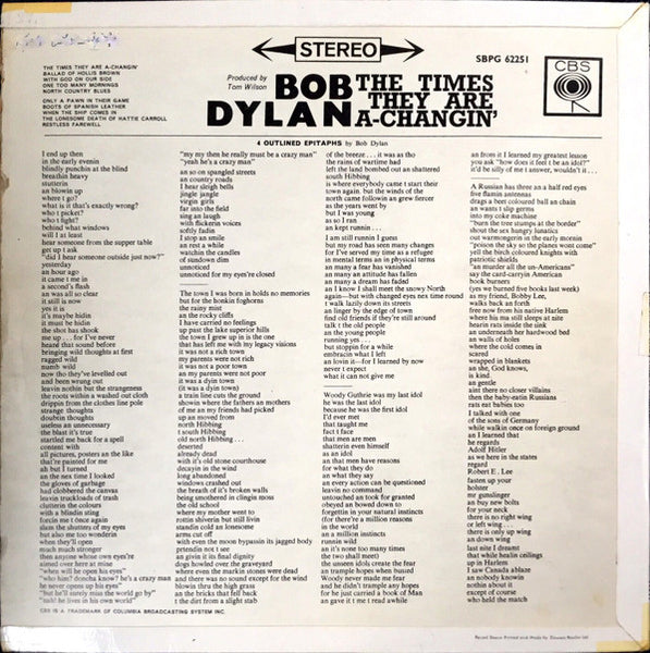 Bob Dylan : The Times They Are A-Changin' (LP, Album)