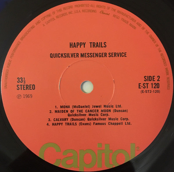 Quicksilver Messenger Service : Happy Trails (LP, Album, RE, Red)