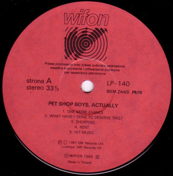 Pet Shop Boys : Actually (LP, Album)
