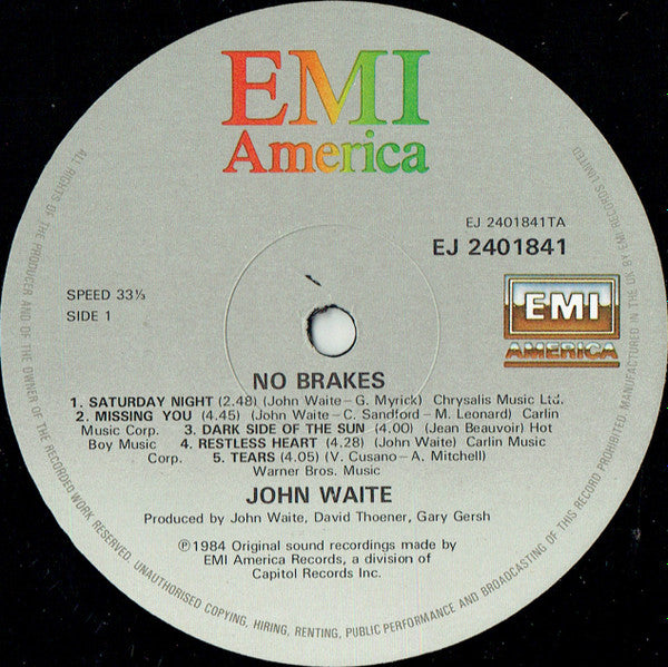 John Waite : No Brakes (LP, Album)