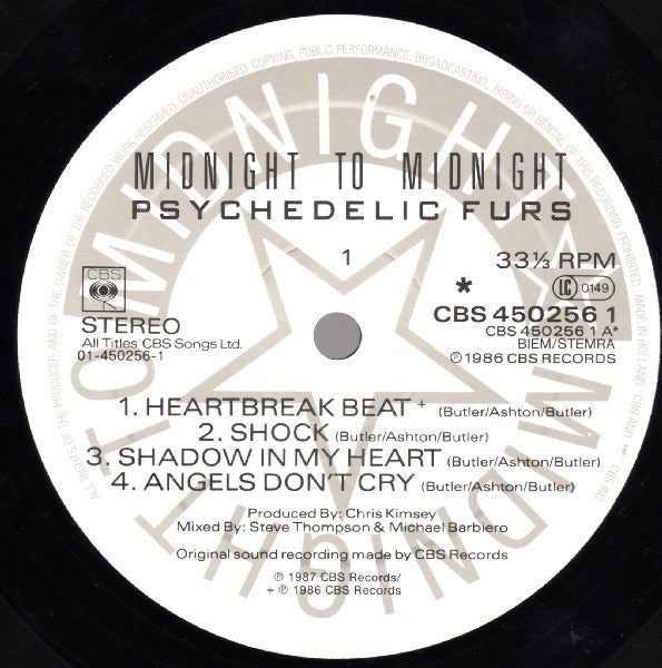 Psychedelic Furs* : Midnight To Midnight (LP, Album)