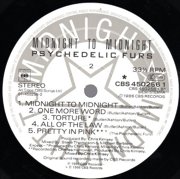 Psychedelic Furs* : Midnight To Midnight (LP, Album)