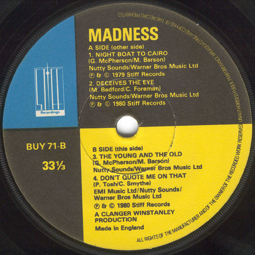 Madness : Work Rest & Play (7", EP)