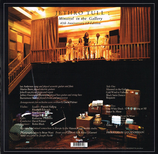 Jethro Tull : Minstrel In The Gallery (40th Anniversary LP Édition) (LP, Album, RE, RM, 180)