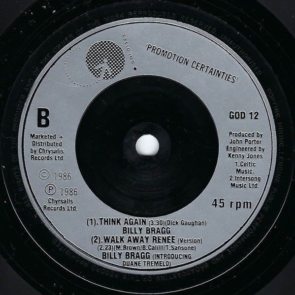 Billy Bragg : Levi Stubbs' Tears (7", Single)