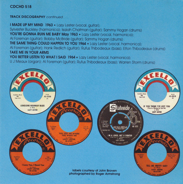 Lazy Lester : I'm A Lover Not A Fighter (CD, Comp, Mono)