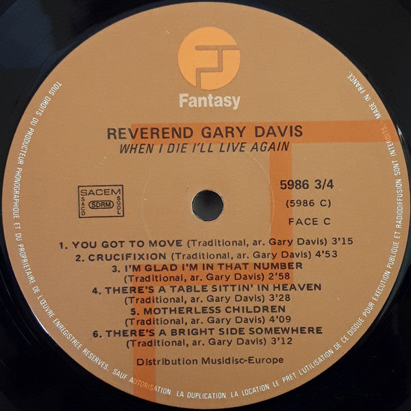 Reverend Gary Davis* : When I Die I'll Live Again (2xLP, Comp)