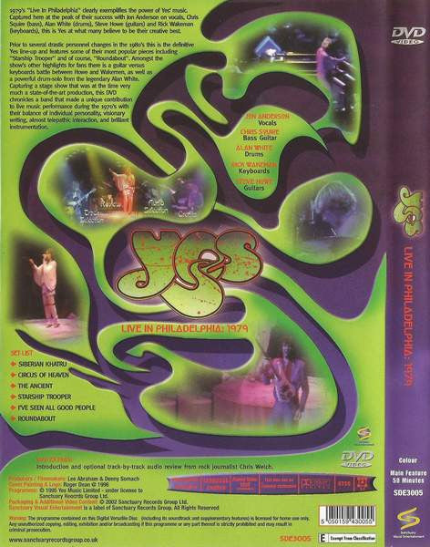 Yes : Live In Philadelphia: 1979 (DVD, Multichannel, NTSC)
